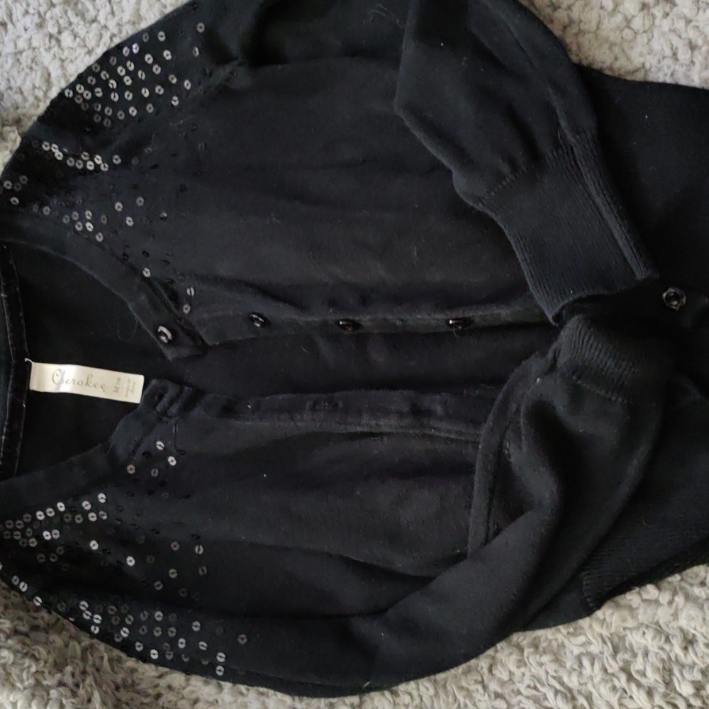 Cherokee girls black button up sweater